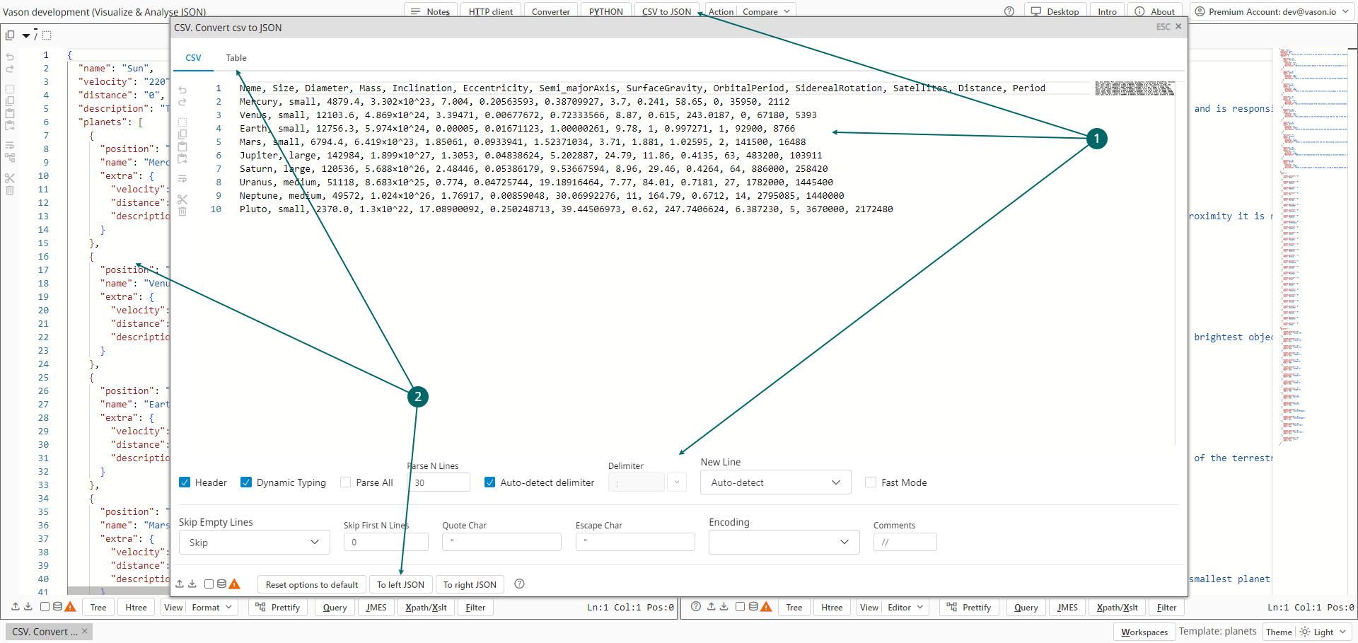 Convert CSV to JSON