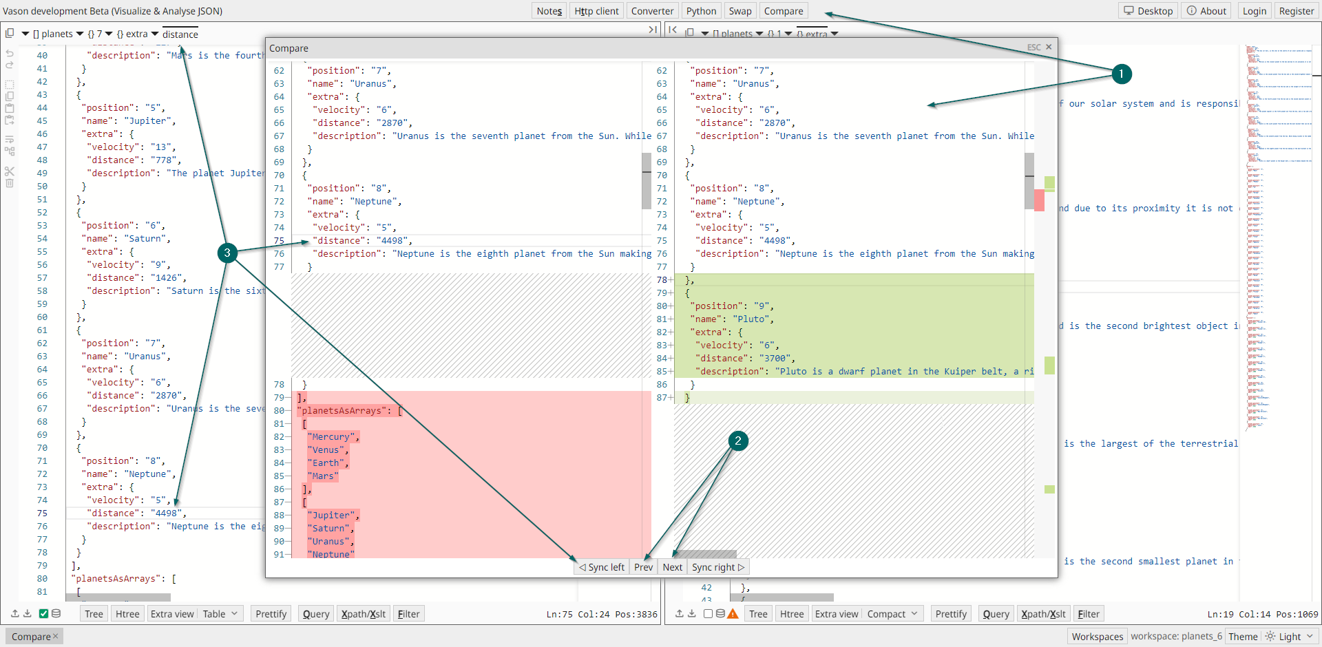 Compare texts in JSON format