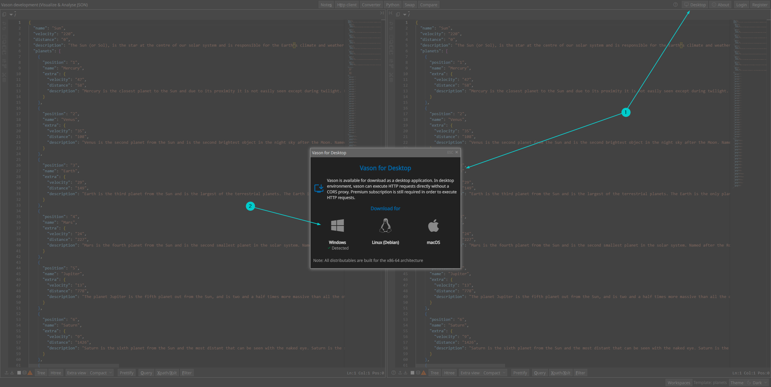 Load `Vason for Desktop` version