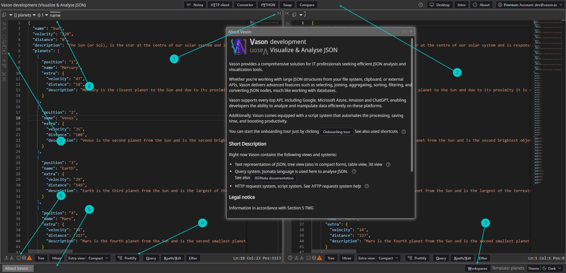 Layout options: Analyse and edit the text representation of JSON