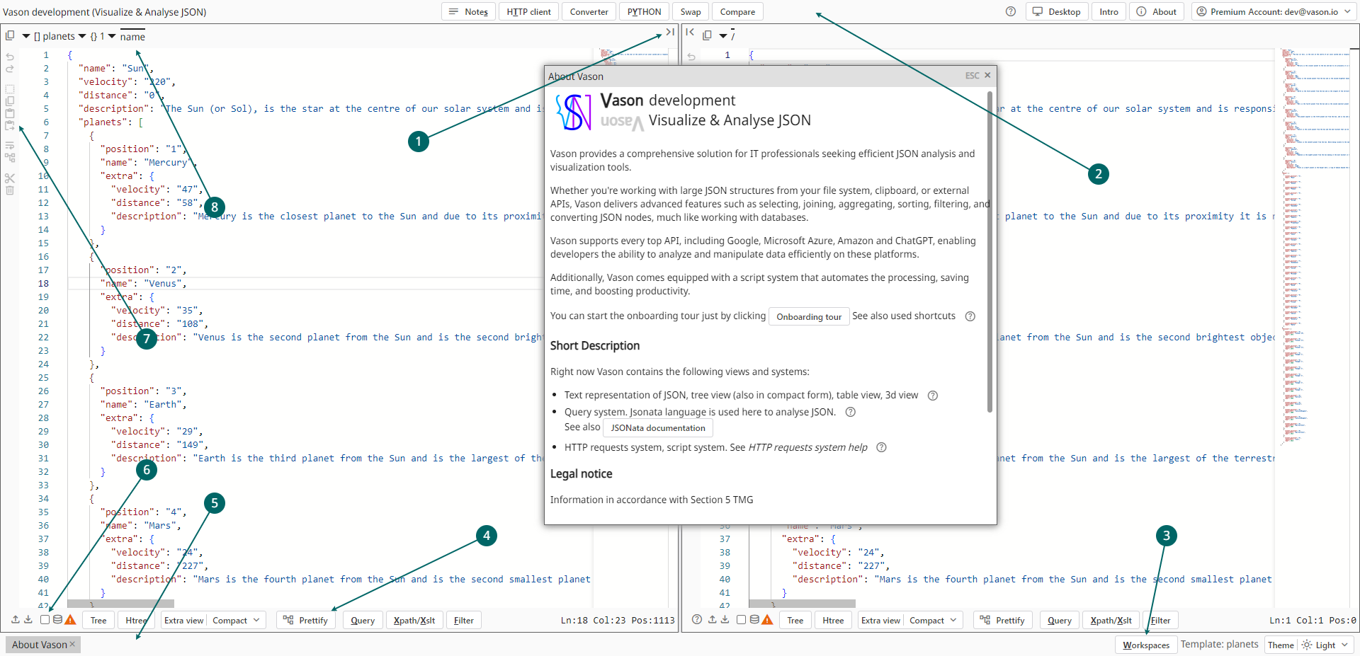 Layout options: Analyse and edit the text representation of JSON