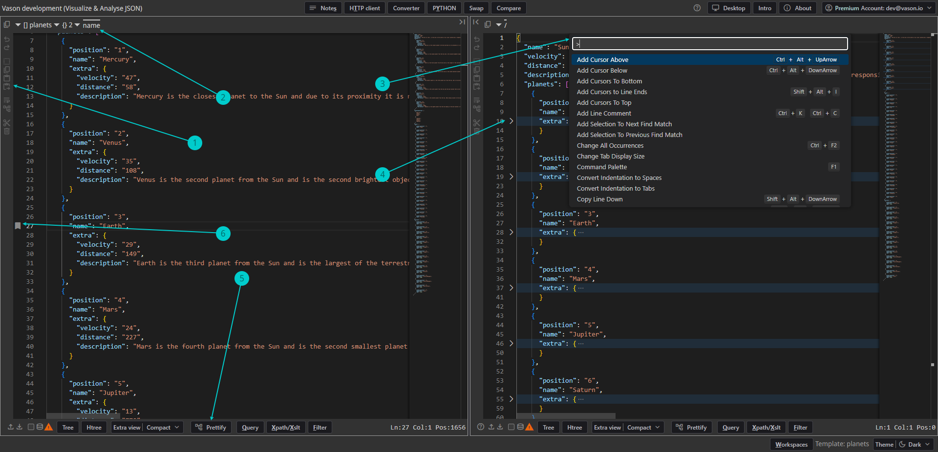 Text representation of JSON