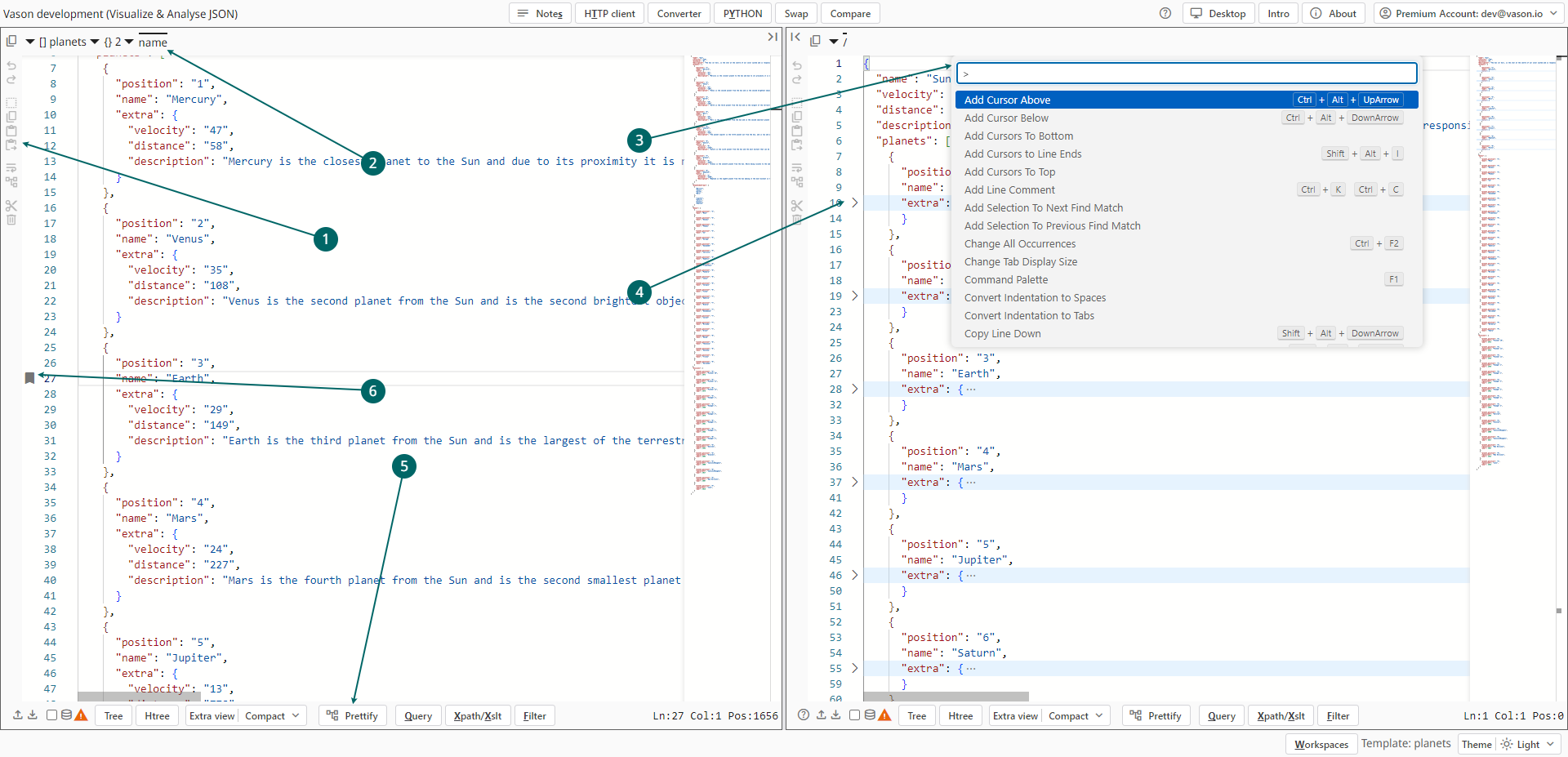 Text representation of JSON